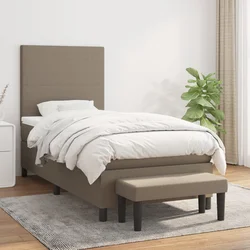 Box spring postelja z vzmetnico taupe 100x200 cm blago