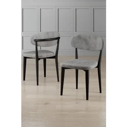 Hanah Home set trpezarijskih stolica Onex 2 kom, siva bukle tkanina, crne drvene noge