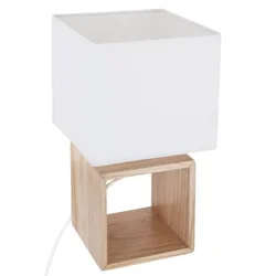 Stona lampa Pojo 1x40W E14 32cm bela/boja drveta Atmosphera