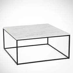 Hanah Home Poly Marmo Sto za dnevnu sobu, Belo-Crna