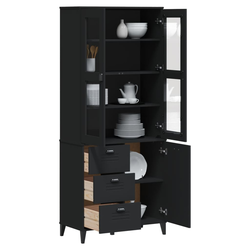 Visoka komoda VIKEN crna 80 x 40 x 190 cm od masivne borovine