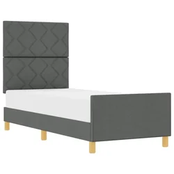Vidaxl Konstrukcija postelje z vzglavjem Temno siva 80 x 200 cm blago