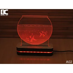 Black Cut 3D Lampa Akvarijum, Crvena