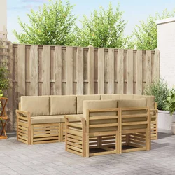 Set vanjskih sofa 7 pcs Bijela i bež 249 x 130,5 x 73 cm