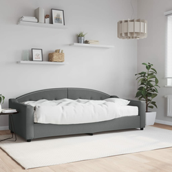 vidaXL Dnevna postelja z vzmetnico temno siva 90x200 cm blago