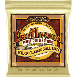 Ernie Ball 2069 EarthwoodFolk Nylon, Clear & Gold Ball End, 80/20 Bronze žice za klasičnu folk akustičnu gitaru