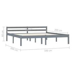 Vidaxl Posteljni okvir siv iz trdne borovine 160x200 cm