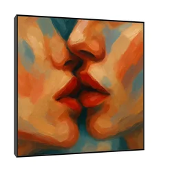 Canvas Slika na platnu Poljubac u boji 40x40cm, Sa ramom, Crni