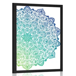 Plakat modro zelena Mandala - 20x30 silver