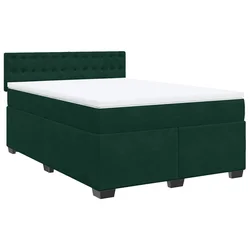 Vidaxl Box spring postelja z vzmetnico temno zelen 140x190 cm žamet