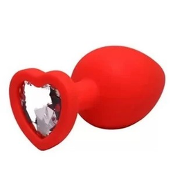 Silicone plug heart red S