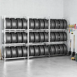 Stalci za gume s 3 razine 3 kom srebrni 110x40x200 cm čelični