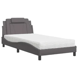 Krevet Viana s madracem sivi 100 x 200 cm od umjetne kože