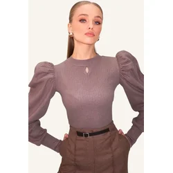 Trend Alacati Stili Ženska bluza dugih rukava Alc-X13069, Smeđa