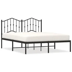 Vidaxl Kovinski posteljni okvir z vzglavjem črn 150x200 cm