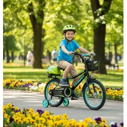 Deciji bicikl sa pomoćnim točkovima Crosser 724-16 crno/zelena