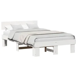 Vidaxl Konstrukcija postelje Bela 140 x 190 cm Masivno borovo les