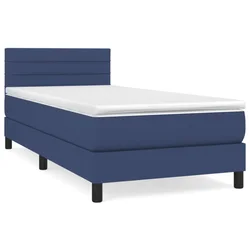 Vidaxl Box spring postelja z vzmetnico moder 90x190 cm blago