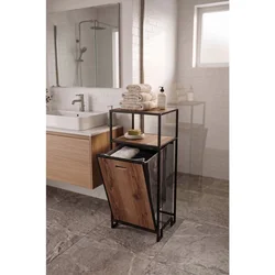 Hanah Home korpa za veš Neva, 40 cm, atlantski bor / crna