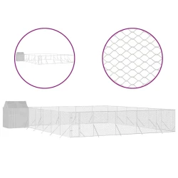 Vanjski kavez za pse s krovom srebrni 12 x 12 x 2,5 m čelični