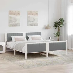 Okvir kreveta s uzglavljem Bijela i svijetlosiva 180 x 200 cm