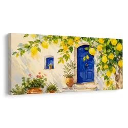 Slika modra vrata pod limonami - 60x30