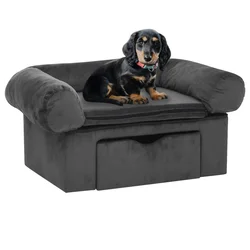 Sofa za pse s ladicom tamnosiva 75 x 50 x 38 cm plišana