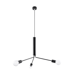 Sollux SL.0303 - Luster na sajli DUOMO 3D 3xE27/60W/230V crni