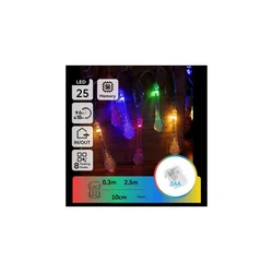Aigostar - LED RGBY Spoljašnji lanac 25xLED/8 funkcija 3xAA 2,5m IP44 kapi