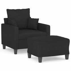 Fotelja s tabureom crna 60 cm od tkanine