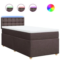 Vidaxl Box spring postelja z vzmetnico temno rjava 80x200 cm blago