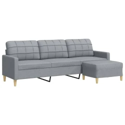 Trosjed s tabureom svjetlosivi 210 cm od tkanine