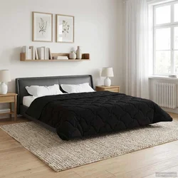 Zimska pokrivača Crna 200 x 220 cm Mikrofibra i teddy flis
