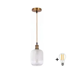 BRILAGI - LED luster na sajli RETRO GLASS 1xE27/60W/230V prečnik 14 cm zlatna/bela