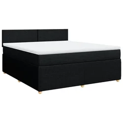 Vidaxl Box spring postelja z vzmetnico črna 180x200 cm blago