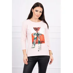 Blouse with 3D graphics Remarkable powder pink