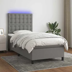 shumee Box spring postelja z vzmetnico LED temno siva 90x190 cm blago