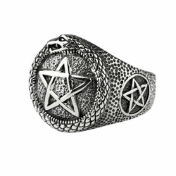 Prstan ETNOX - Pentacle with snake - SR1432