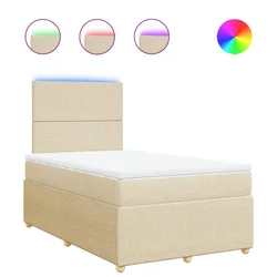 Vidaxl Box spring postelja z vzmetnico krem 120x190 cm blago