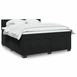 vidaXL Box spring postelja z vzmetnico črna 180x200 cm žamet