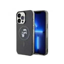 Karl Lagerfeld MagSafe IML Glitter Maska za telefon za iPhone 15 Pro Max, Crna