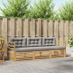 Set vanjskih sofa 3 kom. Bijela i svjetlosiva Poliester