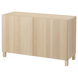 BESTA Kombin. odlaganje s vratima, belo b. im. hrastovine/Lappviken/Stubbarp belo b. im. hrastovine, 120x42x74 cm