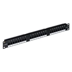 Patch panel Alantec PK-U6-1, 24 vrat, U/UTP, Cat5e, črn