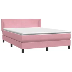 Vidaxl Box spring postelja z vzmetnico roza 140x220 cm žamet