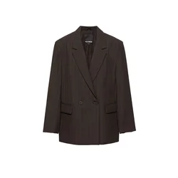 Pull&Bear Blazer CRUZADA temno rjava/bela
