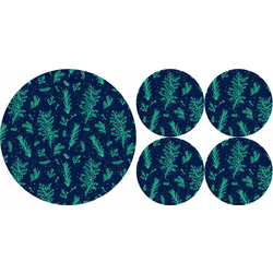 Bertoni Home Unisexs 1+4 Round Table Pads Set Juniper Navy Blue/Green
