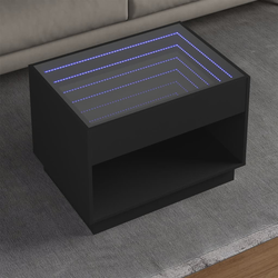 Stolić za kavu s beskonačnim LED svjetlima crni 70x50x50 cm