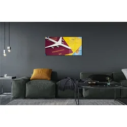 tulup.si Slika na steklu Plane map potni list 120x60 cm 4 obešalnika