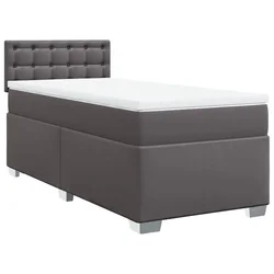 Vidaxl Box spring postelja z vzmetnico siva 80x200 cm umetno usnje